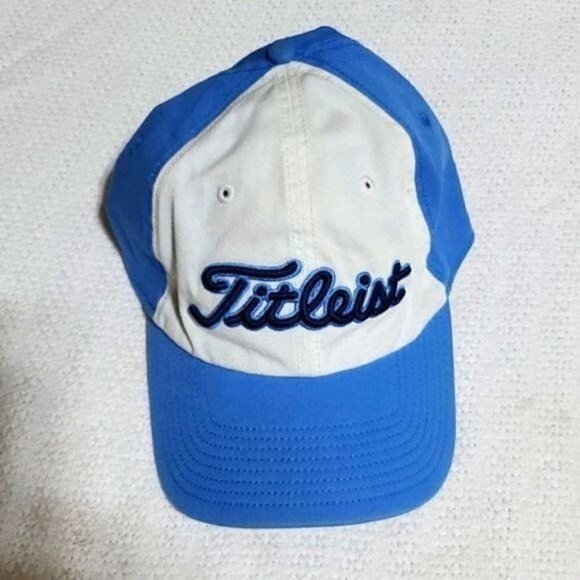 Titleist Embroidered Lt. Blue & White Logo Flex Sz. L-XL Fitted Baseball Hat - Picture 1 of 6